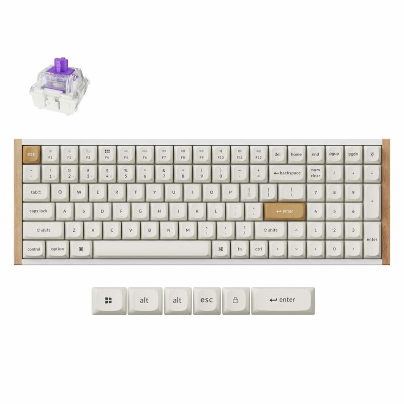pcz-4894979016706 Keychron K4 HE (K4H-Q1) Special Wood Edition White Wireless Magnetic Hall Effect RGB Keyboard 96% US - Image 1