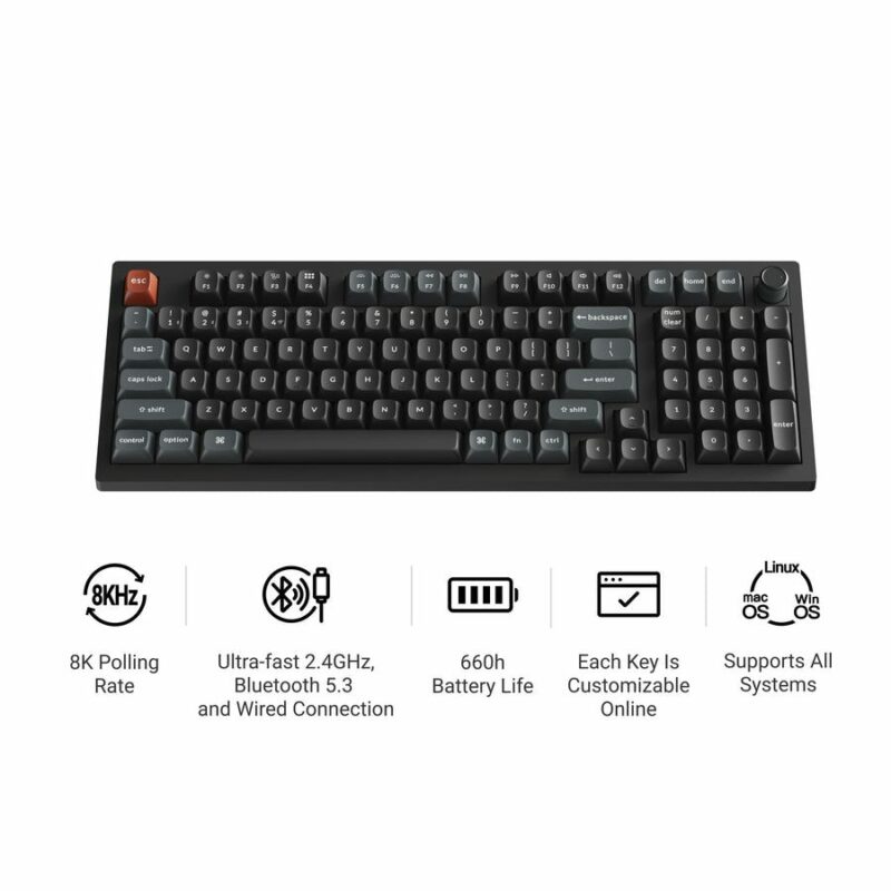 Keychron V5 Ultra (V5U-D3) QMK/VIA 8K Wireless Custom Mechanical Keyboard Brown Switch RGB 96% US - Image 2
