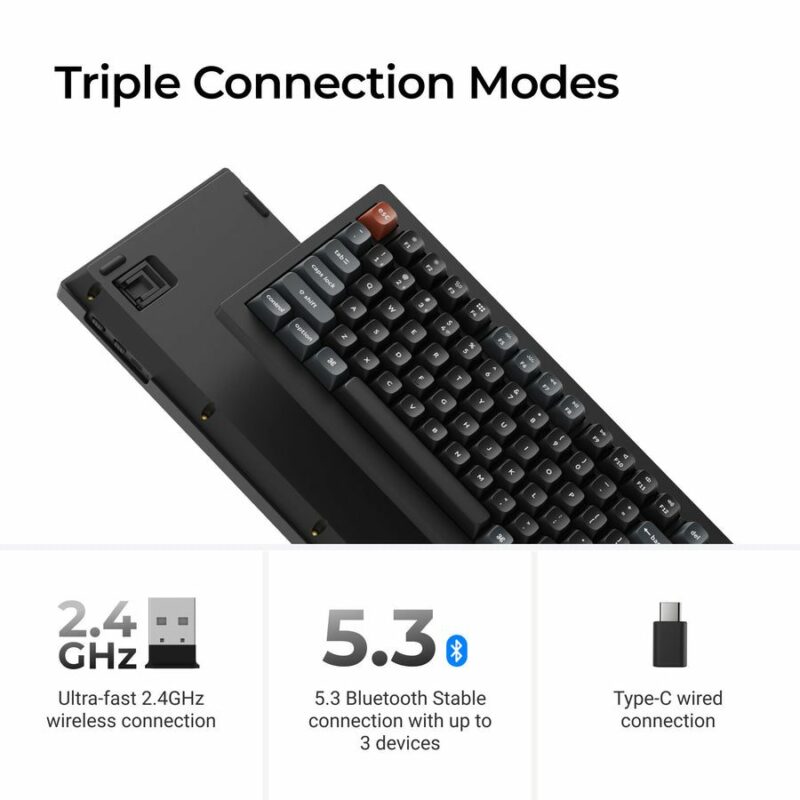Keychron V5 Ultra (V5U-D4) QMK/VIA 8K Wireless Custom Mechanical Keyboard Banana Switch RGB 96% US - Image 6