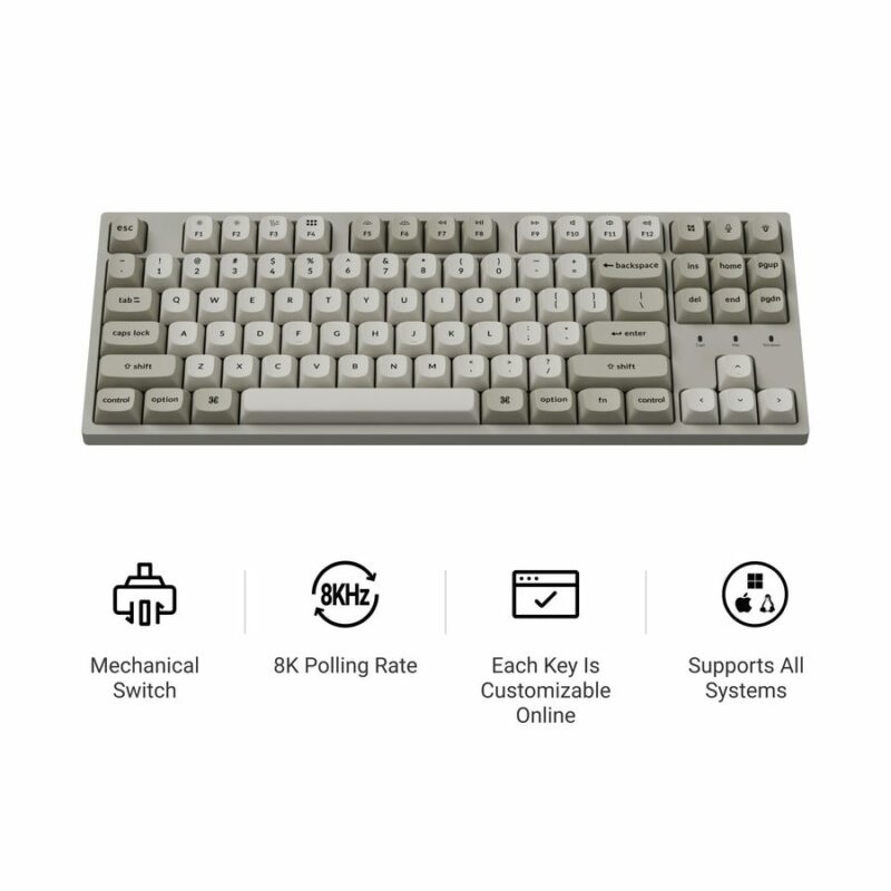 Keychron C1 Pro (C1PX-M1) QMK/VIA Mechanical Red Switch - 8K Polling Rate Hot Swap.80% US Retro RGB - Image 2