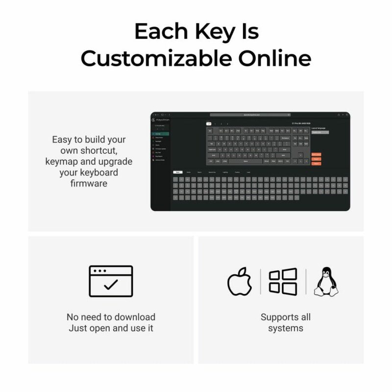 Keychron C1 Pro (C1PX-M1) QMK/VIA Mechanical Red Switch - 8K Polling Rate Hot Swap.80% US Retro RGB - Image 5