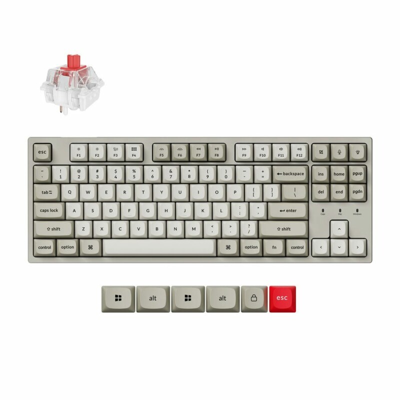 pcz-4894979036094 Keychron C1 Pro (C1PX-M1) QMK/VIA Mechanical Red Switch - 8K Polling Rate Hot Swap.80% US Retro RGB - Image 1