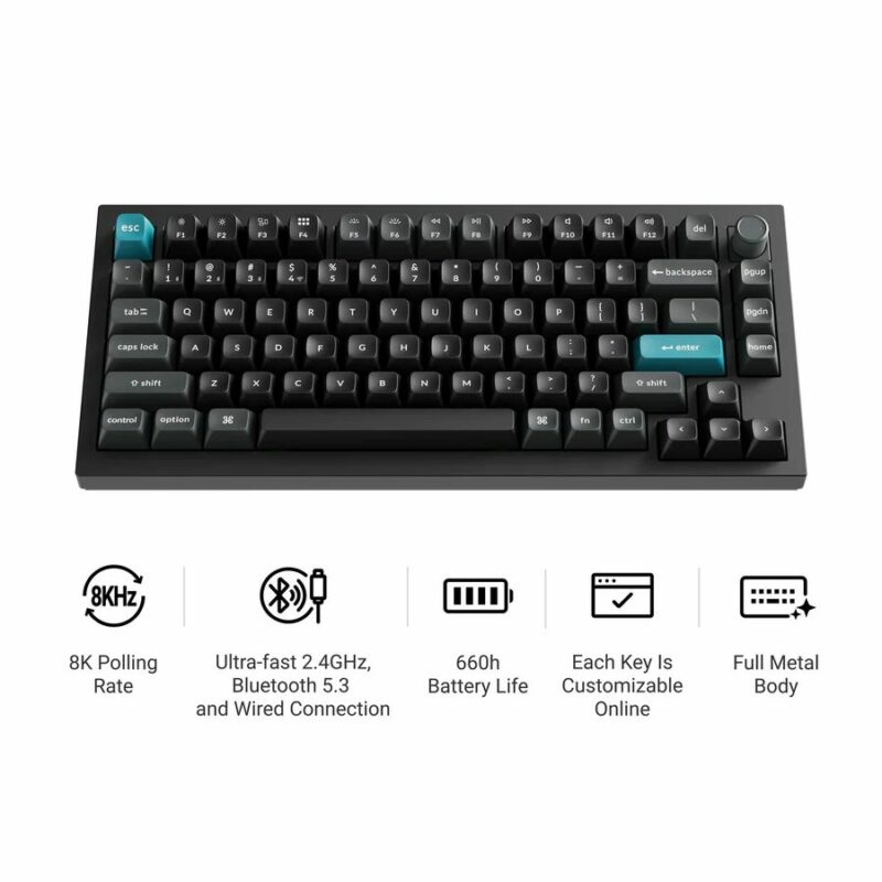 Keychron Q1 Ultra (Q1U-M1) ZMK RGB 8K Wireless Custom Mechanical Keyboard-Red Switch 75% US - Image 2