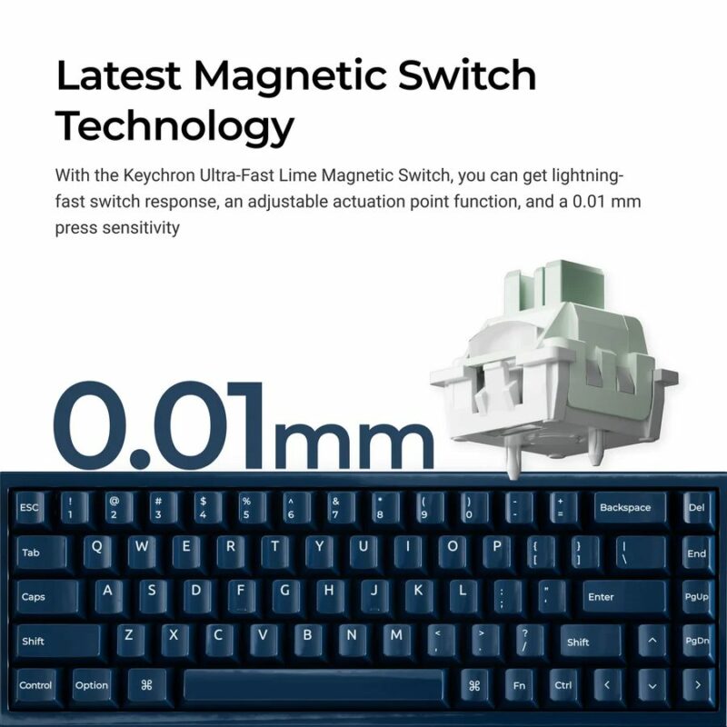 Keychron Q16 HE (Q16HW-J1) QMK Ceramic Custom Hall Effect  Keyboard RGB Lime Switch 65% US Blue - Image 2