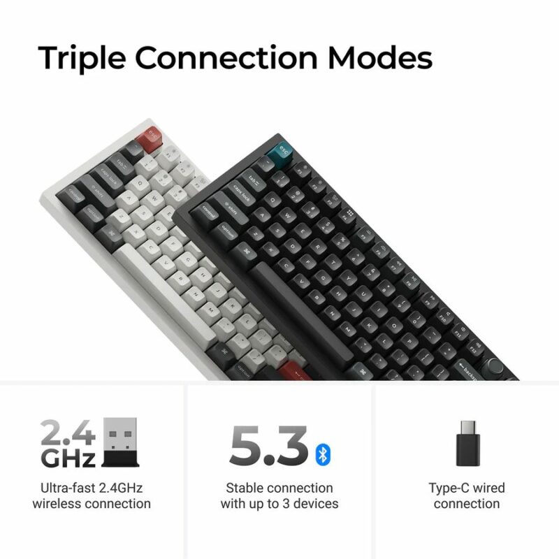 Keychron Q6 Ultra (Q6U-P1) ZMK RGB 8K Wireless Custom Mechanical Keyboard-Red Switch 100% US White - Image 2