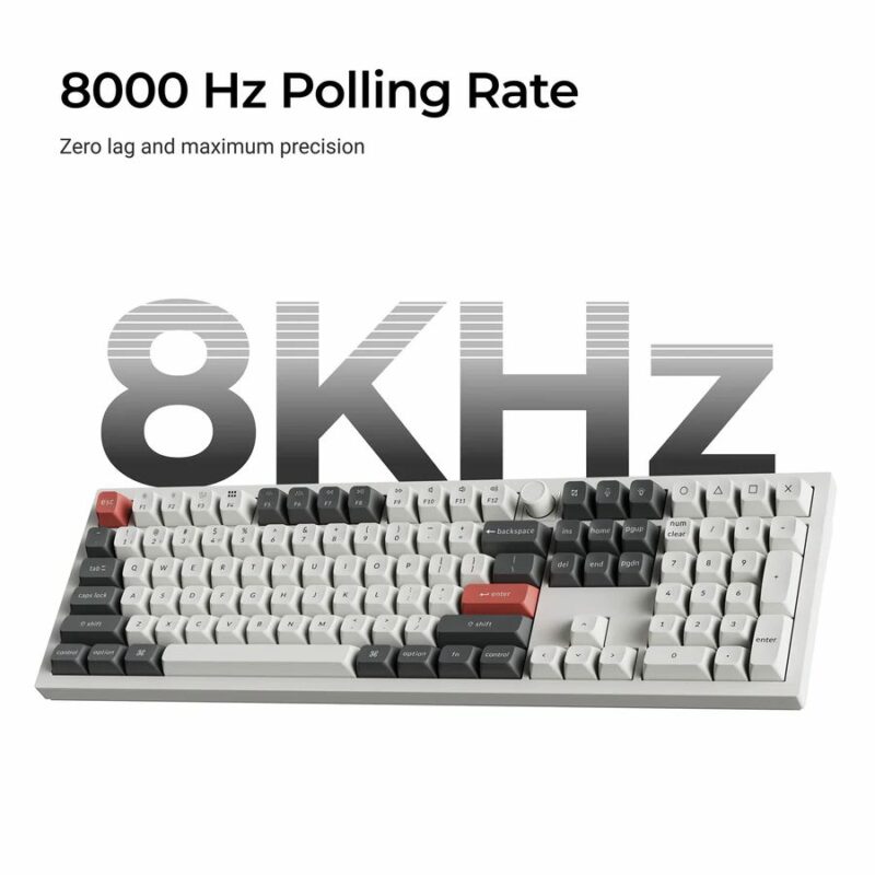 Keychron Q6 Ultra (Q6U-P1) ZMK RGB 8K Wireless Custom Mechanical Keyboard-Red Switch 100% US White - Image 3