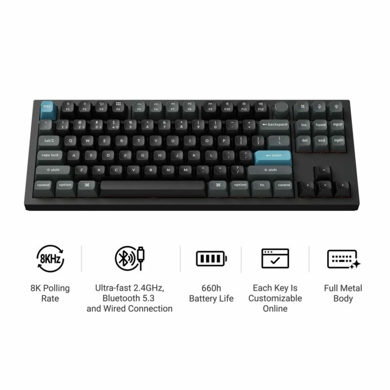 Keychron Q3 Ultra (Q3U-M1) ZMK RGB 8K Wireless Custom Mechanical Keyboard-Red Switch 80% US - Image 2