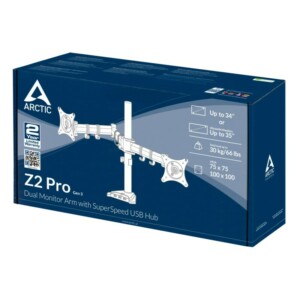 Arctic Z2 Pro (Gen 3) Dual-Monitor Arm with 4 ports USB 3.0 hub with mini-USB Power input - Image 7