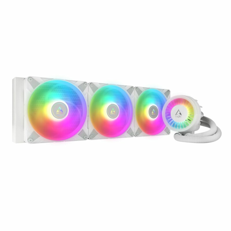 pcz-4895213704571 Arctic Liquid Freezer III 420mm A-RGB White AIO CPU Water Cooler 3x P14 PWM PST A-RGB fan - Image 1