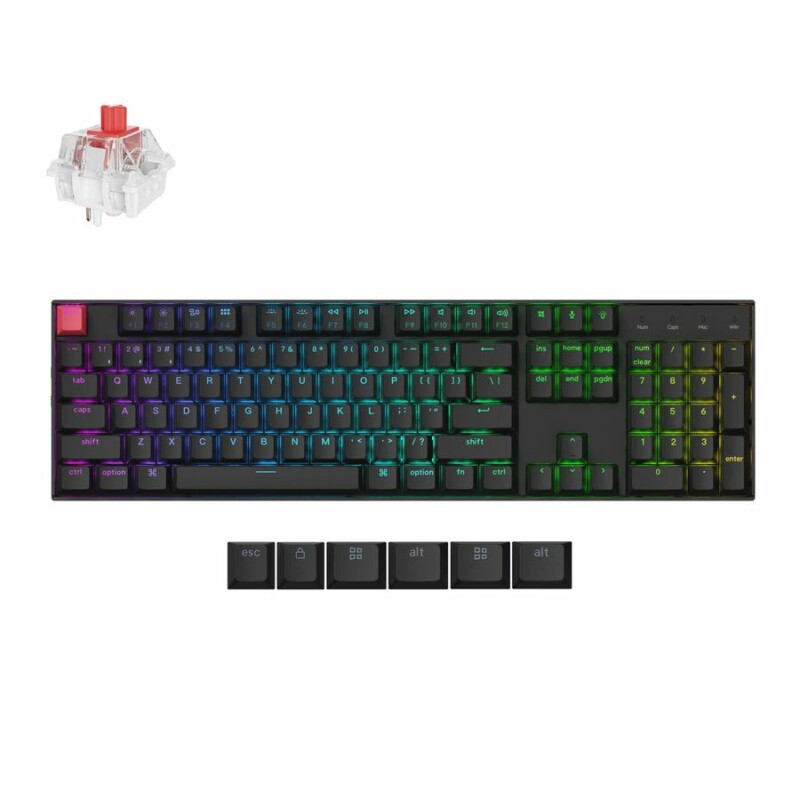 pcz-4895248887331 Keychron K10 V2 (K10X-B1) QMK Wireless Mechanical Keyboard Red Switch RGB 100% US Layout - Image 1