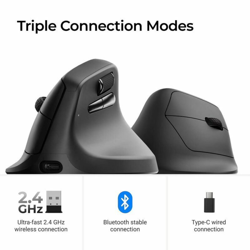 Keychron M5 (M5-A23) Wireless Ergonomic Vertical Mouse 8K Polling Rate Black - Image 7