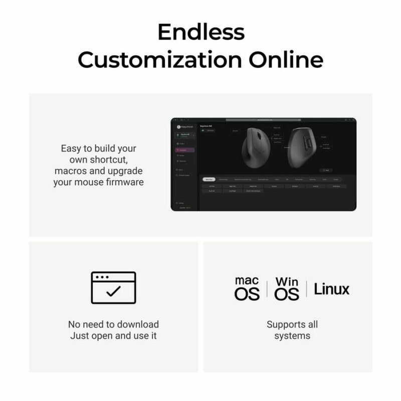 Keychron M5 (M5-A23) Wireless Ergonomic Vertical Mouse 8K Polling Rate Black - Image 8