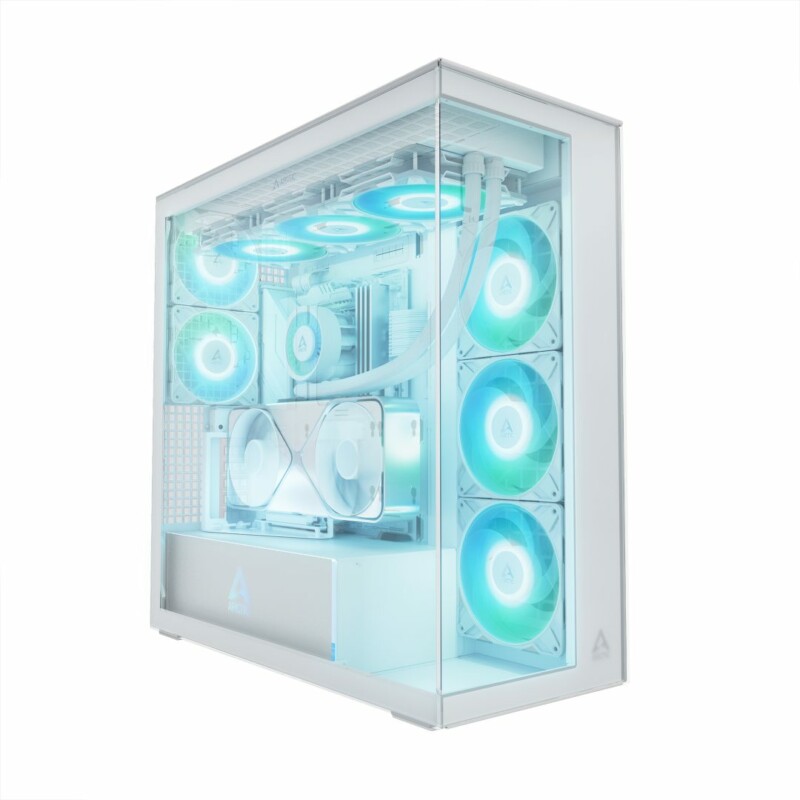 pcz-4895265000492 Arctic Xtender (White) transparent window with GPU vertical mount - Mid Tower Case w. A-RGB Fans - Image 1