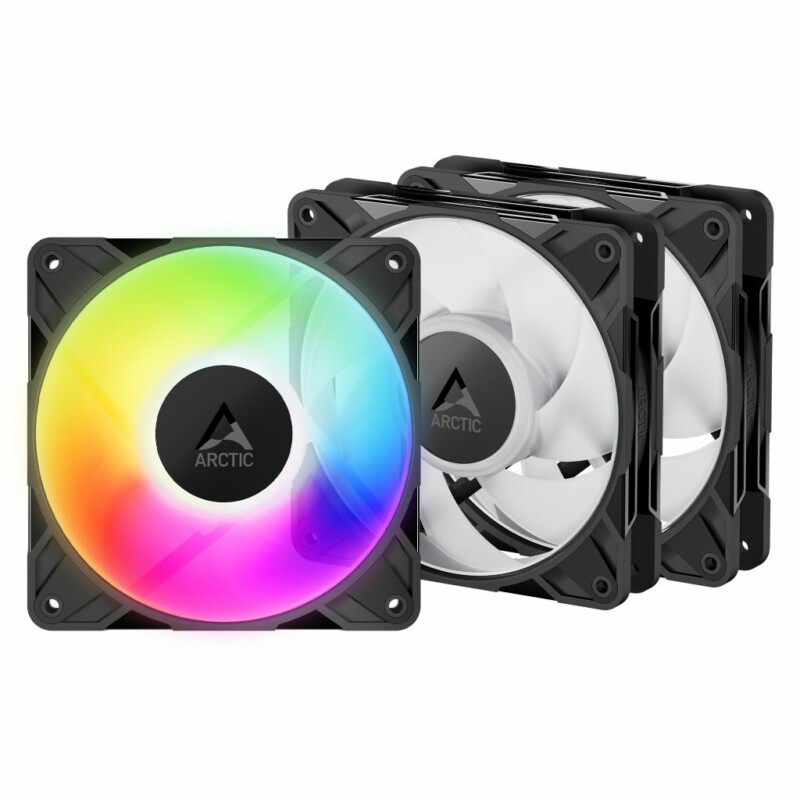 pcz-4895265000720 Arctic P12 Pro A-RGB - 3 Pack Black REVERSE - PWM 120mm Case Fan Value Pack - max 3000 RPM - Image 1