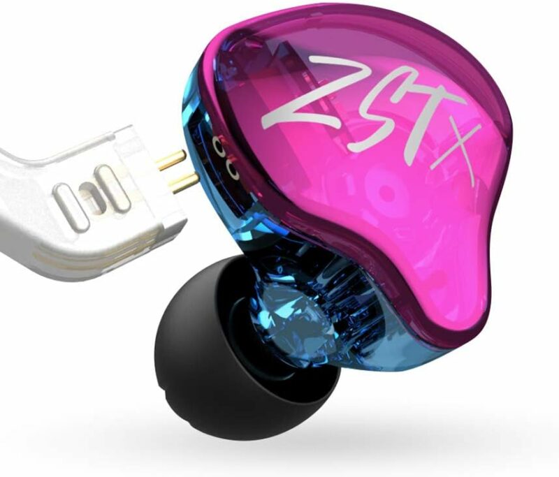 KZ ZST X Purple With Mic - IEM 3,5 In Ear Monitor Earphones, Dynamic Hybrid Dual Driver 1BA+1DD,  2x - Image 2
