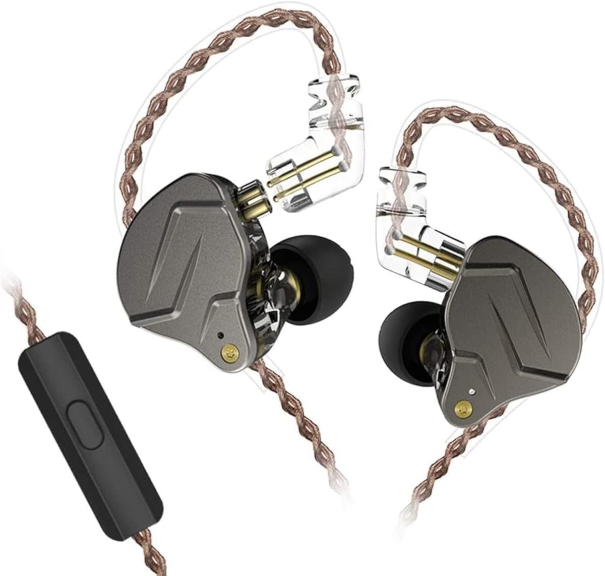pcz-5204258080936 KZ ZSN PRO Grey Mic - IEM 3,5 In Ear Monitor Earphones, Dynamic Hybrid Dual Driver 1BA+1DD - Image 1