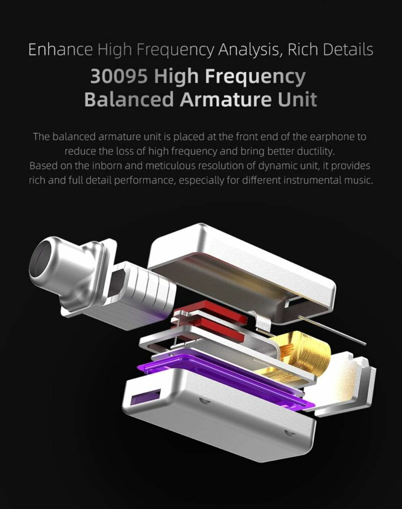 KZ ZST X Purple No Mic - IEM 3,5 In Ear Monitor Earphones, Dynamic Hybrid Dual Driver 1BA+1DD, 2x ma - Image 3