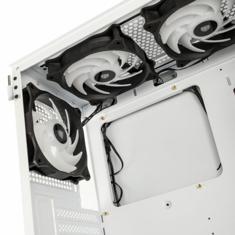 Kolink Observatory HF Mesh ARGB Midi Tower Case - White (with 6 ARGB fans - 3x140mm & 3x120mm ) - Image 6