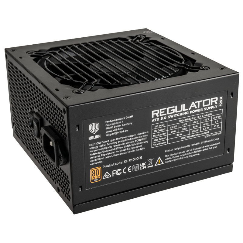 pcz-5999094005419 Kolink REGULATOR 1000W Modular 80+ Gold PSU Power Supply Gen 5. ATX 3.0 - Image 1