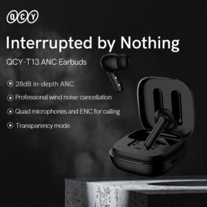 QCY T13 ANC Black - TWS 10mm Dynamic Driver, 4-mic 28dB ANC, Bluetooth 5.3, 7hr-30hr, 75ms latency - Image 8