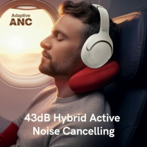 QCY H3 High-Res Headset White w. Mic, Active Noise Canceling with 4 mode ANC 60h Multipoint - Image 2