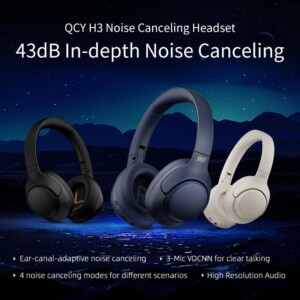 QCY H3 High-Res Headset Blue - w. Mic, Active Noise Canceling with 4 mode ANC 60h Multipoint - Image 2