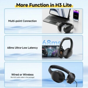 QCY H3 Lite Headset Black - ANC Noise Canceling 40mm drivers 68ms latency - 60h battery - Image 5