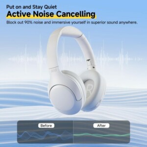 QCY H3 Lite Headset White - ANC Noise Canceling 40mm drivers 68ms latency - 60h battery - Image 2