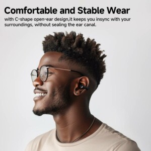QCY Crossky C30 Black Open Ear TPU Earclip, Bass Enhance Algo. BT 5.4 Dual Connection Earbuds 25h - Image 3