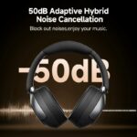 QCY H3 PRO Headset White Hi-Res Audio V5.4 Bluetooth ANC LDAC/AAC/SBC Call Noise Canc. 40mm drive - Image 2