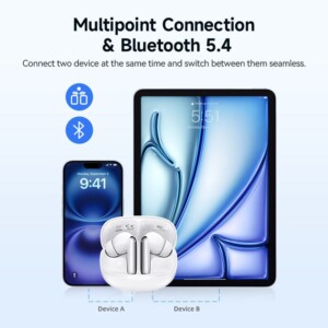 QCY Melobuds N50 ANC White - 45db ANC TWS Earbuds 6 mic ENC, IPX4 BT5.4 - Image 4