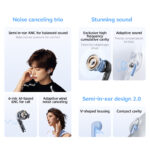 QCY AilyBuds E20 White- Hybrid ANC Semi-Ear TWS earbuds 6mics 13mm dynamic driver IPX4 BT5.4 35h - Image 6