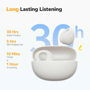 QCY Crossky C10 White Open Ear TPU Earclip, IPX5 Call Noise Reduction BT 5.4 Earbuds 30h - Image 9