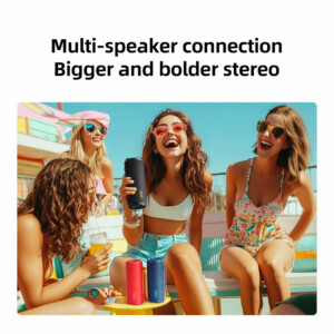 QCY SP7 Blue -  Portable Bluetooth Speaker w Stereo Sound 40W, Mic for Calls, RGB Light Show - Image 9