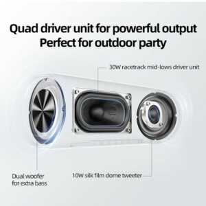 QCY SP7 Red -  Portable Bluetooth Speaker w Stereo Sound 40W, Mic for Calls, RGB Light Show - Image 3