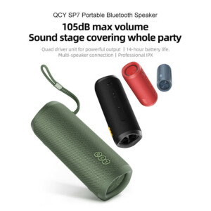 QCY SP7 Red -  Portable Bluetooth Speaker w Stereo Sound 40W, Mic for Calls, RGB Light Show - Image 6