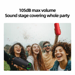 QCY SP7 Red -  Portable Bluetooth Speaker w Stereo Sound 40W, Mic for Calls, RGB Light Show - Image 7