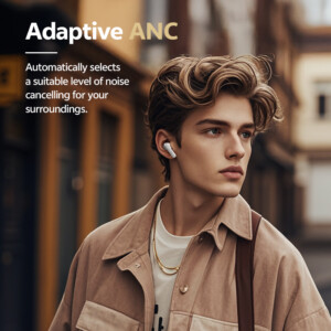 QCY Buds ANC Cream Grey (HT15) - 45db ANC TWS Earbuds 35h 5 mic ENC, ear-canal adaptive tech, - Image 6