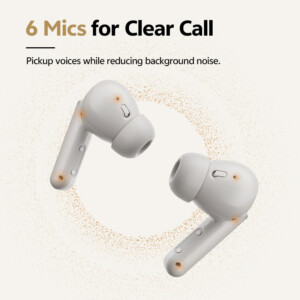 QCY Buds ANC Cream Grey (HT15) - 45db ANC TWS Earbuds 35h 5 mic ENC, ear-canal adaptive tech, - Image 8