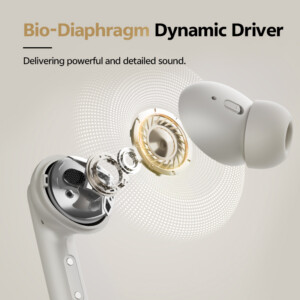 QCY Buds ANC Cream Grey (HT15) - 45db ANC TWS Earbuds 35h 5 mic ENC, ear-canal adaptive tech, - Image 9