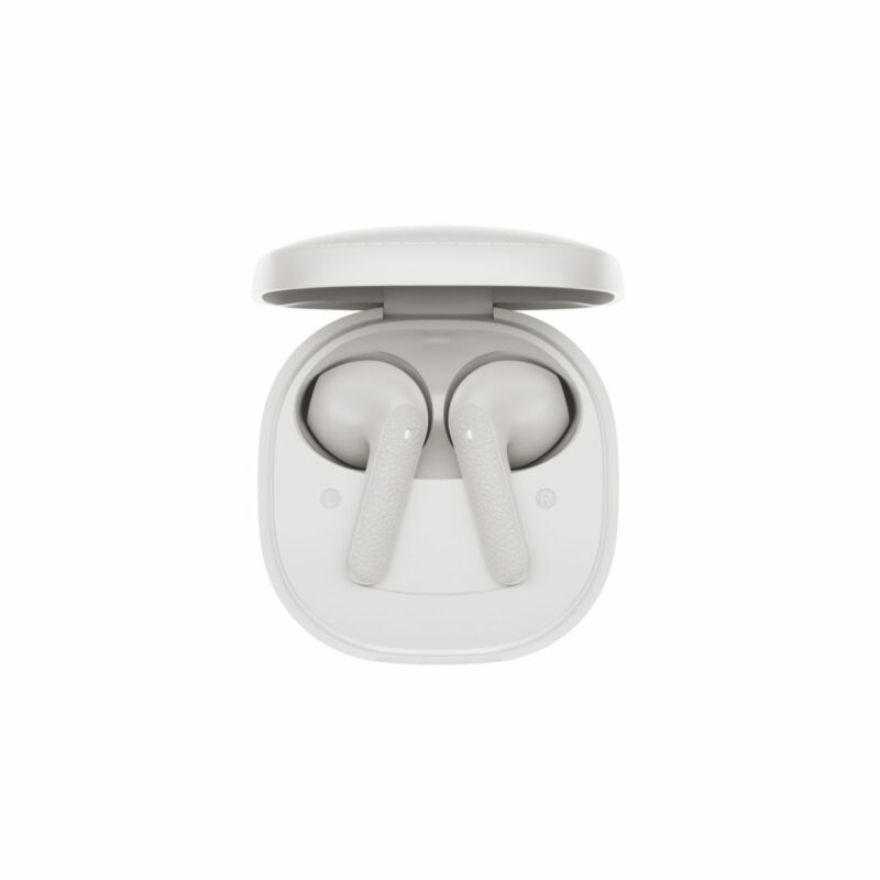 QCY Air White Semi-Ear TWS Earbuds, quad Mic ENC multi-point connection, leather grain case - Image 3