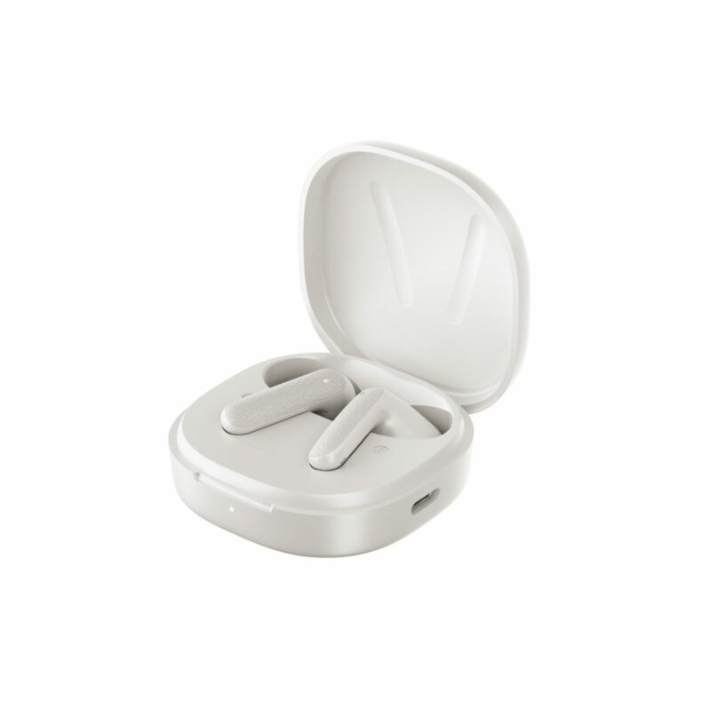 QCY Air White Semi-Ear TWS Earbuds, quad Mic ENC multi-point connection, leather grain case - Image 5