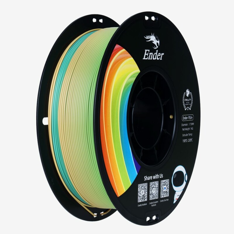 pcz-6971636400271 Creality EN-PLA+ Rainbow Ender 3D Printer Filament Strength 34MPA Bend 77MPa 1 kg Spool1.75 33010103 - Image 1