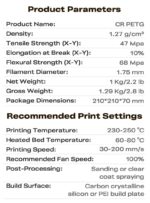 Creality CR-PETG Grey 3D Printer Filament, Hard Glossy, Tensile Str. 49MPA 1 kg 1.75 3301030039 gray - Image 7
