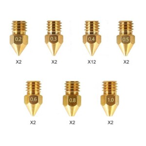CREALITY MK8 Nozzles Kit 24 pcs 0.2mm χ2, 0.3mm χ2, 0.4mm χ12, 0.5mm χ2, 0.6mm χ2, 0.8mm χ2 1.0mm χ2