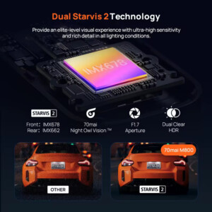 70mai Μ800-2 4Κ Dash Cam set & Rear Cam. 3840x2160 GPS & Hi Temperature Battery - Image 5