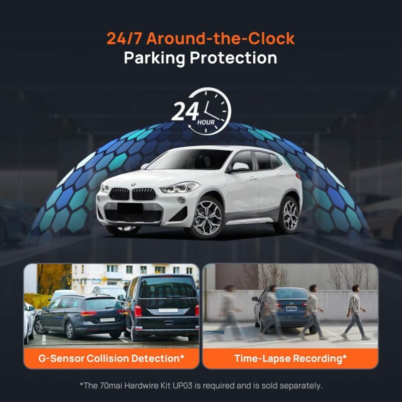 70mai A800SE Dash Cam 4k w. 3inch screen - 2160p 140FOV - Image 4