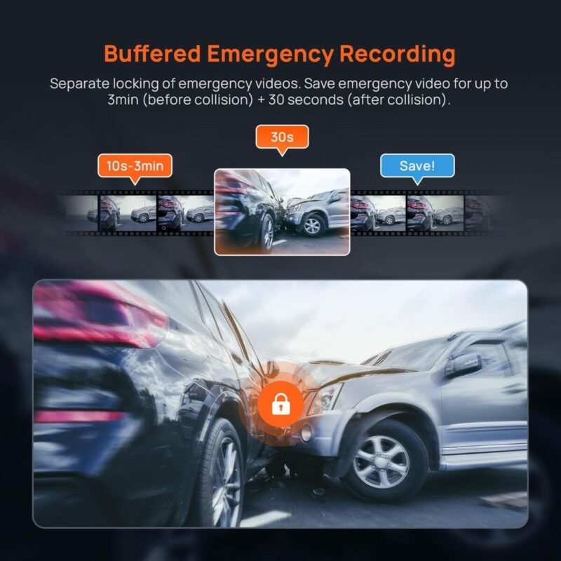 70mai A800SE-1 Front & Rear Dash Cam 4k w. 3inch screen set w. Rearview Cam - 2160p 140FOV - Image 7