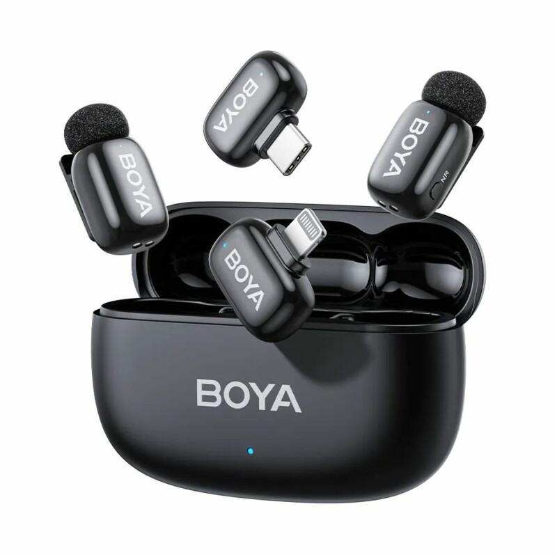 pcz-6977490711812 BOYA mini 2 Lightning & Type-C - 2,4GHz 2mic Wireless AI-ANC Mic w. Charging Box Mono/stereo/safety- - Image 1