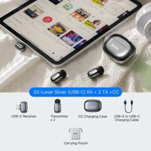 BOYA mini 2 Type-C Space Gray, 2,4GHz 2mic Wireless AI-ANC Mic w. Charging Box Mono/stereo/safety-tr - Image 6